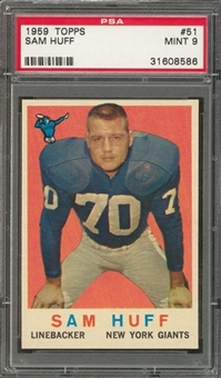 1959 Topps Football #51 Sam Huff Rookie Card – PSA MINT 9